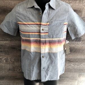 Boys VANS Wensley Button Down Shirt Striped Sz M